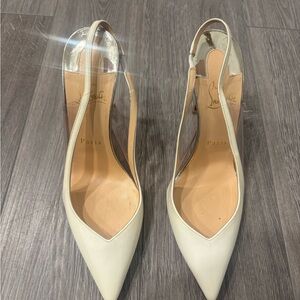 Christian Louboutin Cream Slingback Heels
